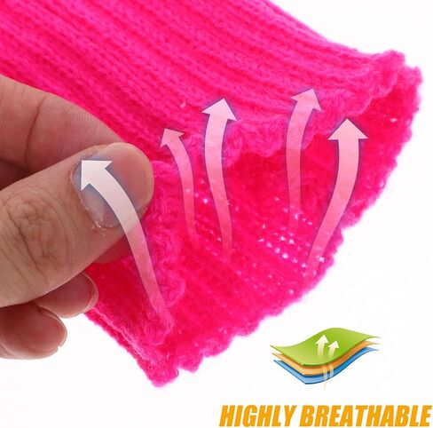 AGFELO Leg Warmers Women Set 80s Neon Pink Holographic Fanny Pack Knit Leg Warmers Headband Wrist Bands for Yoga Running Hiking Sports in Kuwait