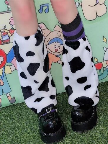Ne fashion المرأة تدفئة الساق جوارب طويلة الشرير Y2K البقرة طباعة أحذية طويلة غطاء للقدم للفتيات باردة in Kuwait
