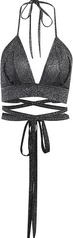 FlyCC المرأة مثير الرسن المحاصيل الأعلى لامعة الهذيان الرقص صديرية دائرية الصدرية تانك الأعلى in Kuwait