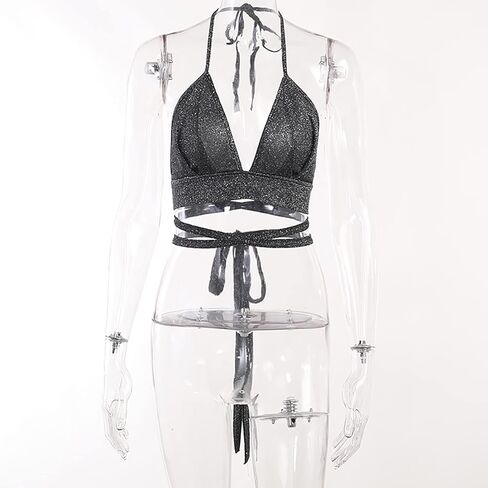 FlyCC المرأة مثير الرسن المحاصيل الأعلى لامعة الهذيان الرقص صديرية دائرية الصدرية تانك الأعلى in Kuwait