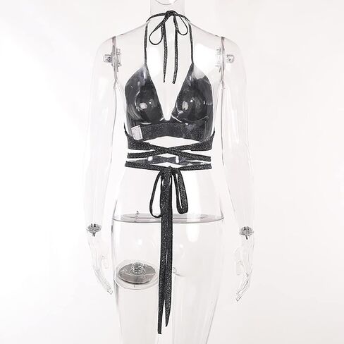 FlyCC المرأة مثير الرسن المحاصيل الأعلى لامعة الهذيان الرقص صديرية دائرية الصدرية تانك الأعلى in Kuwait