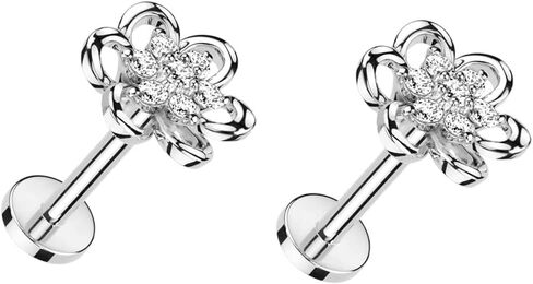 Cute Flower Cartilage Monroe Stud Earrings Cubic Zirconia Crystal Floral Tragus Lip Labret Helix Studs Earring Nose Rings Dainty Medusa Body Piercing Jewelry Gifts for Women Girls Men 16G in Kuwait