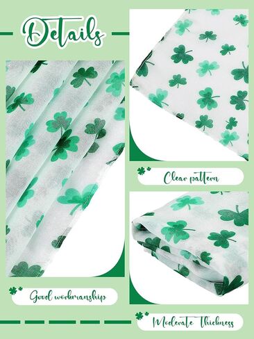 4 Pieces Women's St. Patrick's Shamrock Scarf Irish Green Clover St. Patrick's Day Printed Scarf Shamrock Scarf for Women Holiday Outfits Accessories, Green, White, 180 x 50 cm in Saudi Arabia