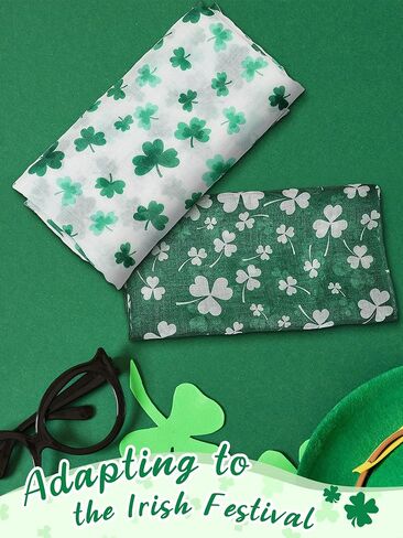 4 Pieces Women's St. Patrick's Shamrock Scarf Irish Green Clover St. Patrick's Day Printed Scarf Shamrock Scarf for Women Holiday Outfits Accessories, Green, White, 180 x 50 cm in Saudi Arabia