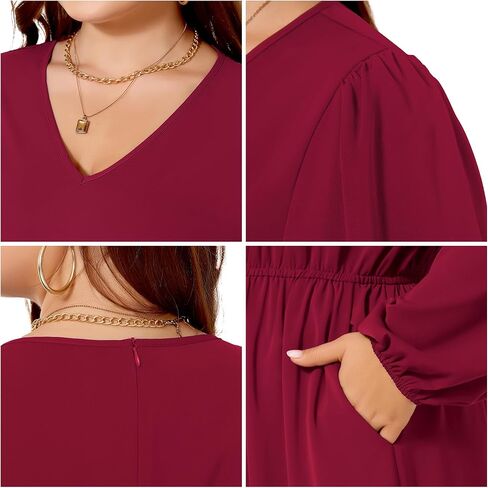 بذلة Tanmolo للنساء أنيقة بمقاس كبير ورقبة على شكل حرف V وأكمام طويلة وأرجل واسعة وسروال قصير للسيدات مع جيوب in Kuwait