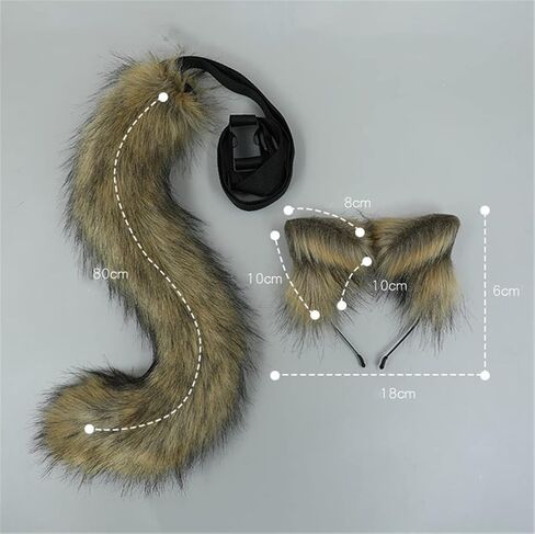LittleLuluda Cosplay Furry Wolf Cat Fox Tail and Ears Headband Set Costume Accessories in Saudi Arabia