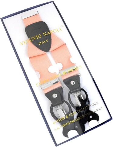 Men's PEACH Colour SUSPENDERS Y Shape Back Elastic Button & Clip Convertible in Saudi Arabia