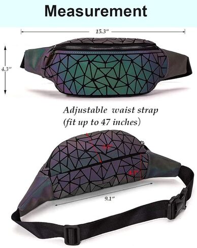 حقيبة صدر رياضية للسيدات من Luminous Fanny Pack ذات تصميم ثلاثي الأبعاد لمهرجانات Rave Fashion هندسية للخصر in Kuwait