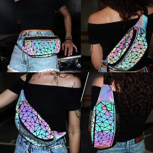 حقيبة صدر رياضية للسيدات من Luminous Fanny Pack ذات تصميم ثلاثي الأبعاد لمهرجانات Rave Fashion هندسية للخصر in Kuwait