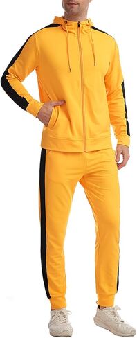 Congluoki Sweatsuits للرجال رياضية الرجال بذلات رياضية 2 قطعة مجموعة زمم هوديي رياضي الركض الصالة الرياضية العضلات in Saudi Arabia
