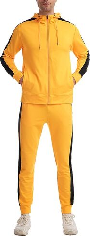 Congluoki Sweatsuits للرجال رياضية الرجال بذلات رياضية 2 قطعة مجموعة زمم هوديي رياضي الركض الصالة الرياضية العضلات in Saudi Arabia