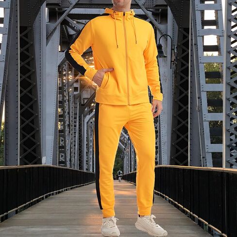 Congluoki Sweatsuits للرجال رياضية الرجال بذلات رياضية 2 قطعة مجموعة زمم هوديي رياضي الركض الصالة الرياضية العضلات in Saudi Arabia