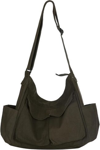 Canvas Messenger Bag Men and Women Canvas Bag Large Capacity Art Leisure Bag Multiple Pockets Canvas Shoulder Tote Bag in Kuwait