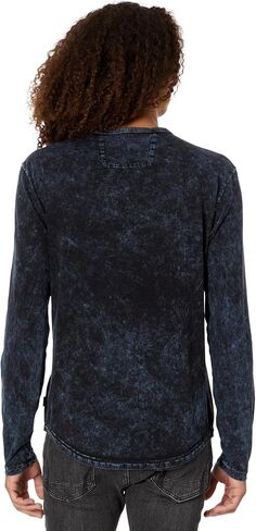 John Varvatos Men's Sid Long Sleeve Crew, Stream Blue in Saudi Arabia