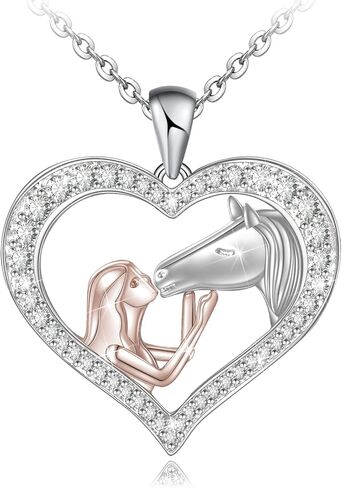 قلادة المسافة على شكل حصان للنساء والفتيات من الفضة الإسترلينية عيار 925 للفتيات مع هدايا حصان لعيد الميلاد وعيد الأم وعيد الميلاد in Kuwait