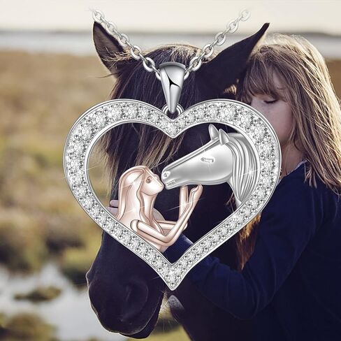 قلادة المسافة على شكل حصان للنساء والفتيات من الفضة الإسترلينية عيار 925 للفتيات مع هدايا حصان لعيد الميلاد وعيد الأم وعيد الميلاد in Kuwait