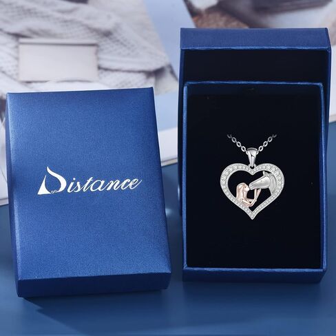 قلادة المسافة على شكل حصان للنساء والفتيات من الفضة الإسترلينية عيار 925 للفتيات مع هدايا حصان لعيد الميلاد وعيد الأم وعيد الميلاد in Kuwait