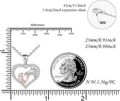 قلادة المسافة على شكل حصان للنساء والفتيات من الفضة الإسترلينية عيار 925 للفتيات مع هدايا حصان لعيد الميلاد وعيد الأم وعيد الميلاد in Kuwait
