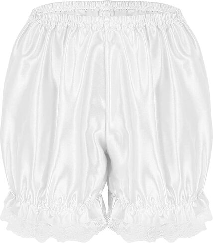 DRHOM Women's Satin Lace Trim Ruffles Pumpkin Pants Maid Bloomers Shorts Underwear in Kuwait