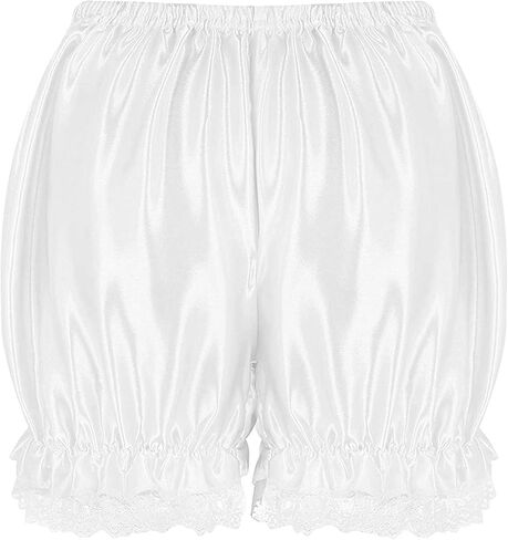 DRHOM Women's Satin Lace Trim Ruffles Pumpkin Pants Maid Bloomers Shorts Underwear in Kuwait