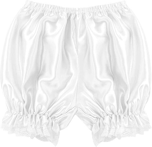 DRHOM Women's Satin Lace Trim Ruffles Pumpkin Pants Maid Bloomers Shorts Underwear in Kuwait