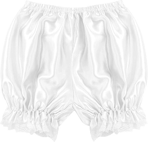 DRHOM Women's Satin Lace Trim Ruffles Pumpkin Pants Maid Bloomers Shorts Underwear in Kuwait