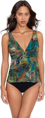 ملابس السباحة النسائية Amoressa الكاميرون Camellia Soft Cup Tankini Top، Multi، 12 in Kuwait