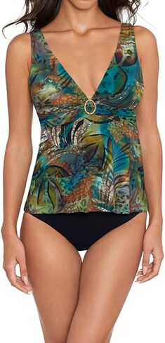 ملابس السباحة النسائية Amoressa الكاميرون Camellia Soft Cup Tankini Top، Multi، 12 in Kuwait