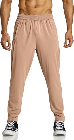 Ouber Men's Quick Dry Gym Workout Pants Lightweight Athletic Running Pants with Zipper Pockets in Kuwait