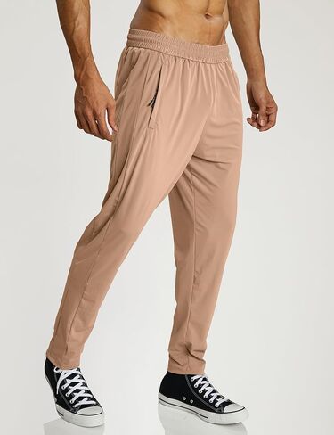 Ouber Men's Quick Dry Gym Workout Pants Lightweight Athletic Running Pants with Zipper Pockets in Kuwait