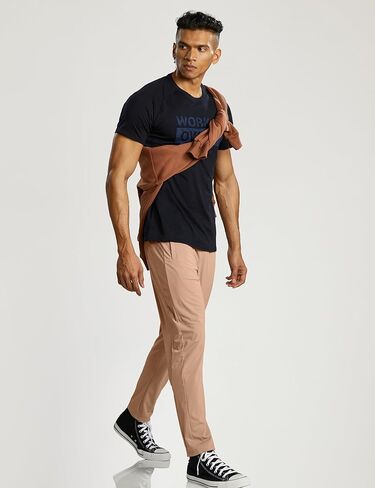 Ouber Men's Quick Dry Gym Workout Pants Lightweight Athletic Running Pants with Zipper Pockets in Kuwait