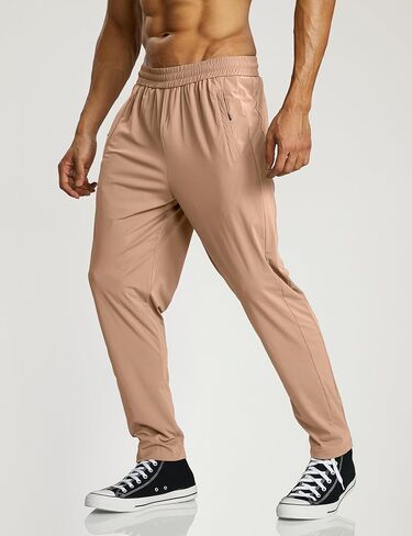 Ouber Men's Quick Dry Gym Workout Pants Lightweight Athletic Running Pants with Zipper Pockets in Kuwait
