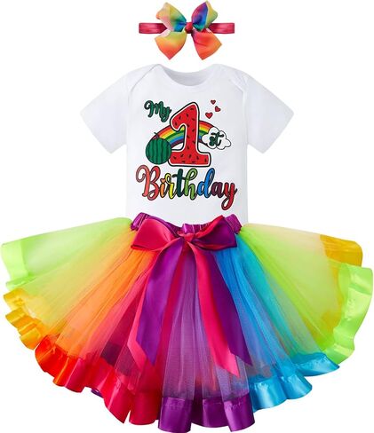 أبي الجديد لصيد السمك للفتيات الصغيرات 1st 2nd 3rd حفلة عيد ميلاد الزي توتو تنورة فستان الأميرة مع مجموعة رومبير عقال in Kuwait