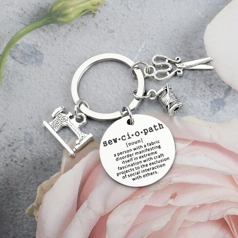 TGBJE Sewing Lover Gift Quilter Gift Sewciopath Keychain Seamstress Tailor Gift Sewing Machine Charm Scissor Charm Jewelry in Saudi Arabia