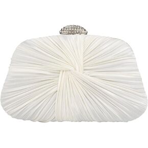 Simcat حقيبة يد نسائية، حقيبة يد من الساتان مطوي حقيبة محفظة سيدة مطوي القوس مع سلسلة لحفلة موسيقية حفل زفاف مسائي in Kuwait