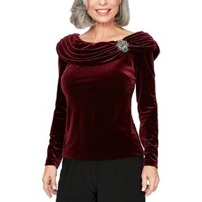 Alex Evenings Women's Ruched Collar Blouse in Saudi Arabia