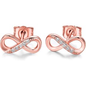 Women Earrings Studs 925 Sterling Silver Stud Earrings for Women Infinity Love Round Cut CZ Diamond Jewelry Women Girls Gift for Mother's Day in Kuwait