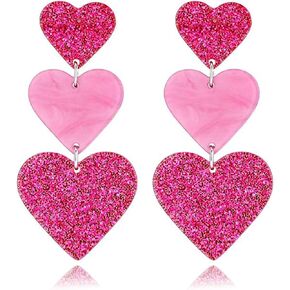 ONLYJUMP Valentine's Day Love Heart Dangle Earrings for Women Multi Interlocking Heart Dangle Earrings Acrylic Geometric Dangle Earrings Valentines Holiday Party in Saudi Arabia