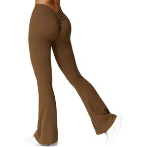 ABOCIW V Back Scrunch Butt Flare Leggings for Women Booty Lifting High Waist Bootcut Gym Workout Yoga Pants