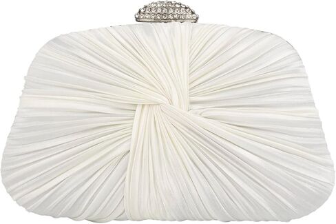 Simcat حقيبة يد نسائية، حقيبة يد من الساتان مطوي حقيبة محفظة سيدة مطوي القوس مع سلسلة لحفلة موسيقية حفل زفاف مسائي in Kuwait