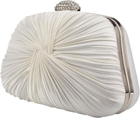 Simcat حقيبة يد نسائية، حقيبة يد من الساتان مطوي حقيبة محفظة سيدة مطوي القوس مع سلسلة لحفلة موسيقية حفل زفاف مسائي in Kuwait