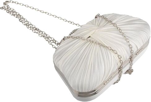 Simcat حقيبة يد نسائية، حقيبة يد من الساتان مطوي حقيبة محفظة سيدة مطوي القوس مع سلسلة لحفلة موسيقية حفل زفاف مسائي in Kuwait