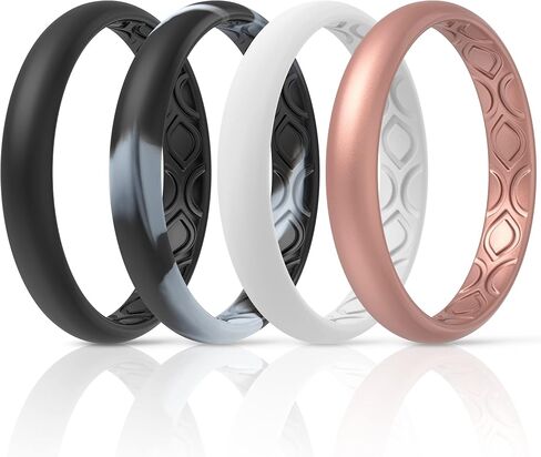 خاتم زفاف من السيليكون بأخاديد هوائية للنساء من ThunderFit عرض 3 مم - سمك 1.5 مم - 12 حلقة / 8 حلقات / 4 حلقات / حلقة واحدة in Saudi Arabia