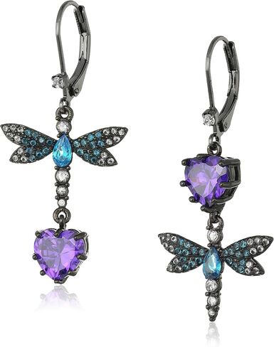 Betsey Johnson CZ & Butterfly Double Mismatch Drop Earring in Saudi Arabia