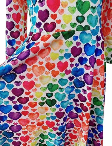 فستان LuckyShe Girl Valentine Dress للأطفال الصغار توين الحب القلب عطلة 3/4 كم طويل فساتين متزلج، 6-12 سنة in Saudi Arabia