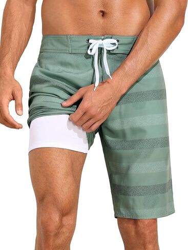 unitop Mens Swim Trunks with Compression Liner Bathing Suit 9" Surfing Summer Board Shorts with Pocket in Saudi Arabia