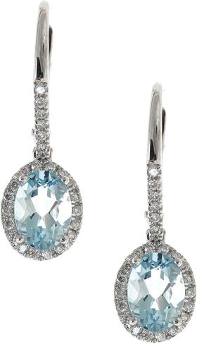 Gin & Grace 14k White Gold Genuine Aquamarine Diamond (SI1) Drop Earring for Women Mother's Day Jewelry Gifts in Saudi Arabia