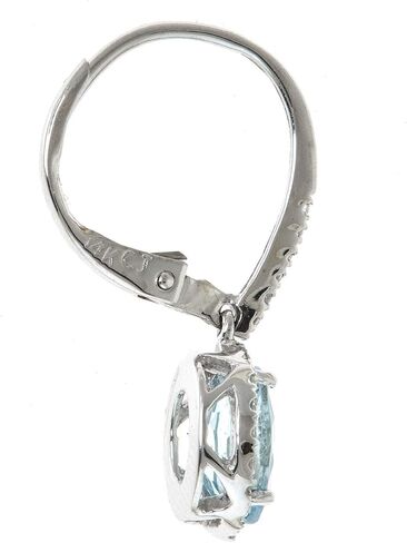Gin & Grace 14k White Gold Genuine Aquamarine Diamond (SI1) Drop Earring for Women Mother's Day Jewelry Gifts in Saudi Arabia