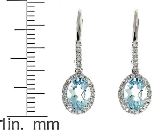 Gin & Grace 14k White Gold Genuine Aquamarine Diamond (SI1) Drop Earring for Women Mother's Day Jewelry Gifts in Saudi Arabia