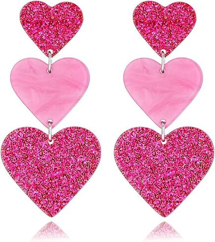 ONLYJUMP Valentine's Day Love Heart Dangle Earrings for Women Multi Interlocking Heart Dangle Earrings Acrylic Geometric Dangle Earrings Valentines Holiday Party in Saudi Arabia